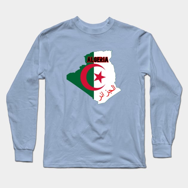 Algeria map & flag Long Sleeve T-Shirt by Travellers